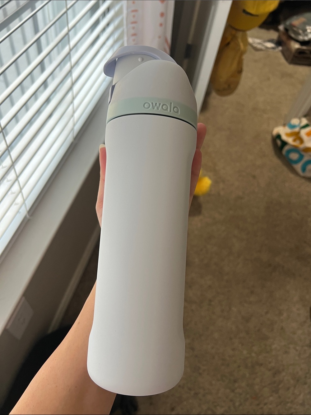 Owala White & Mint Stainless Steel Water Bottle - Leak-Resistant Flip Lid